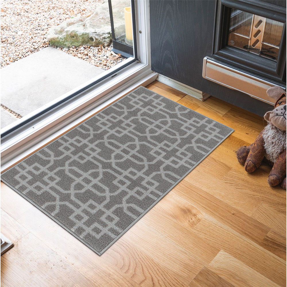 Desire Rugs Havana Dark Grey Cubed Trellis Anti Slip Door Mat 150 x 80cm Image 2