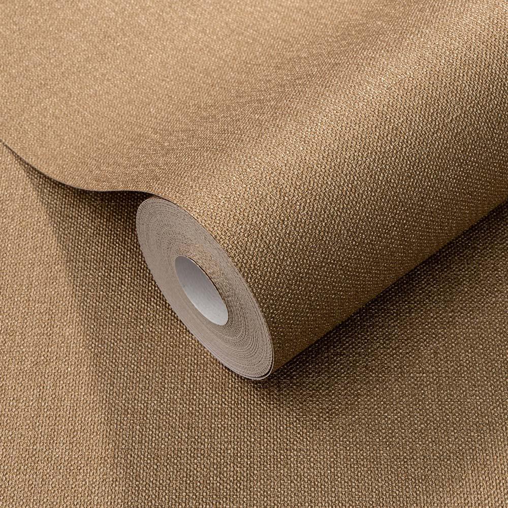 Elle Decoration Luxury Plain Gold Woven Vinyl Wallpaper by Erismann Image 3