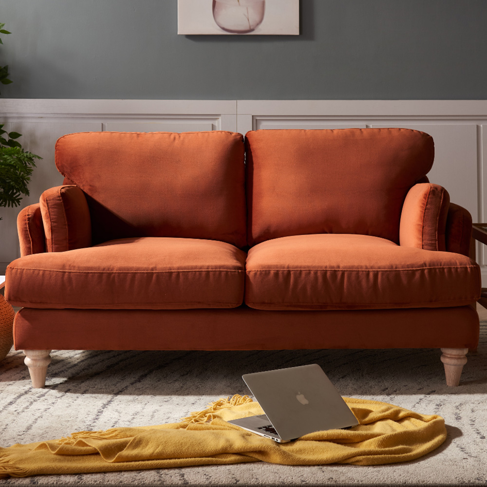 Home Detail Regent 2 Seater Burnt Orange Velvet Sofa Image 1