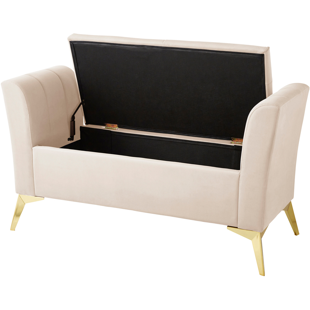 GFW Pettine Natural Plush Velvet Ottoman Storage Bench Image 4