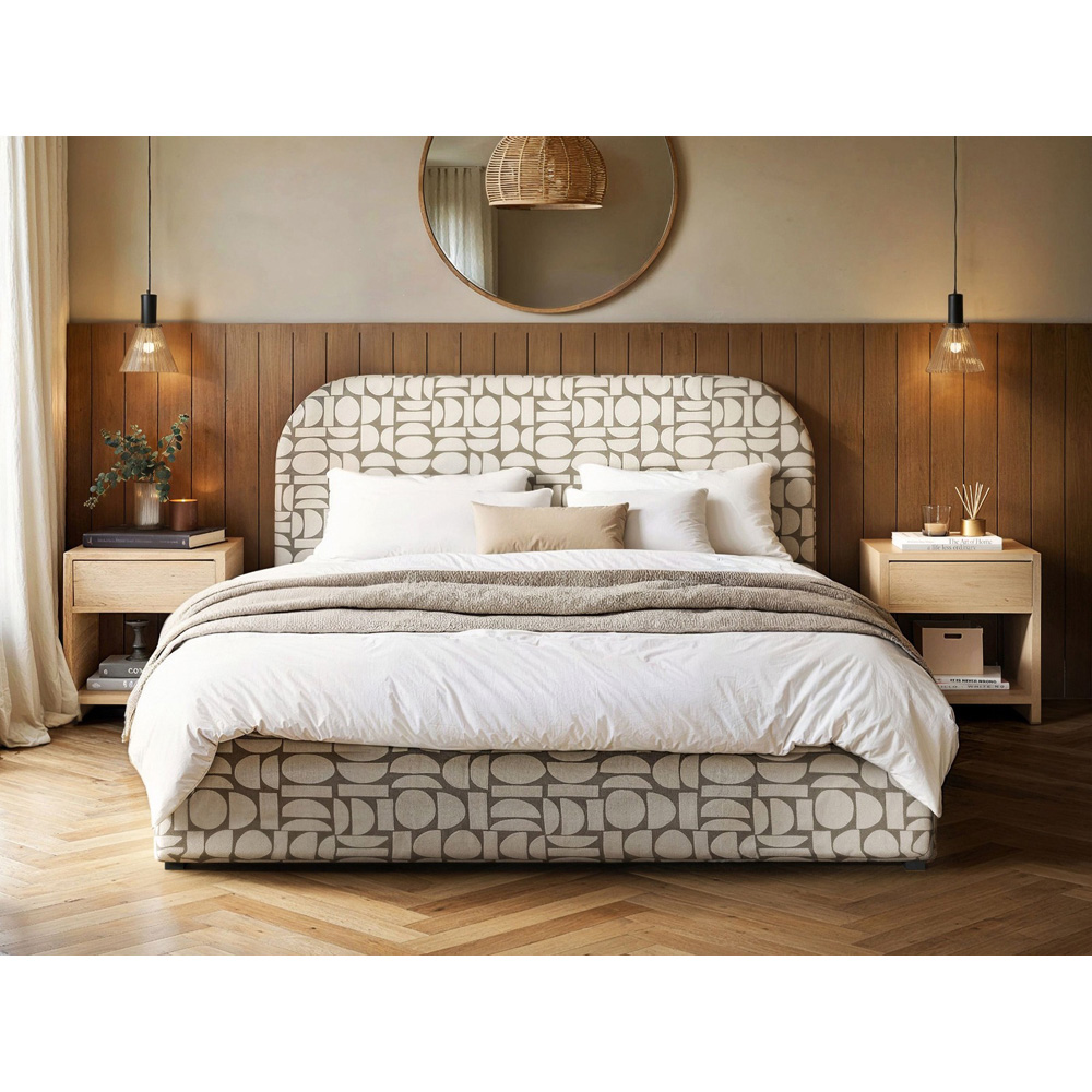 Flair Alba Double Beige Jacquard Pattern Chenille Lift-Up Ottoman Bed Image 4