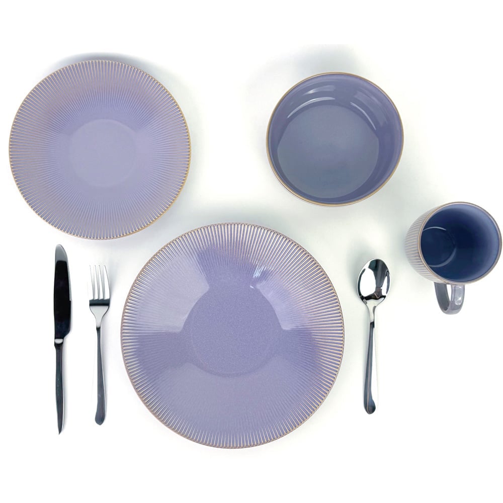 Waterside Reactive Glaze Purple 16 Piece Dinner Set Image 3