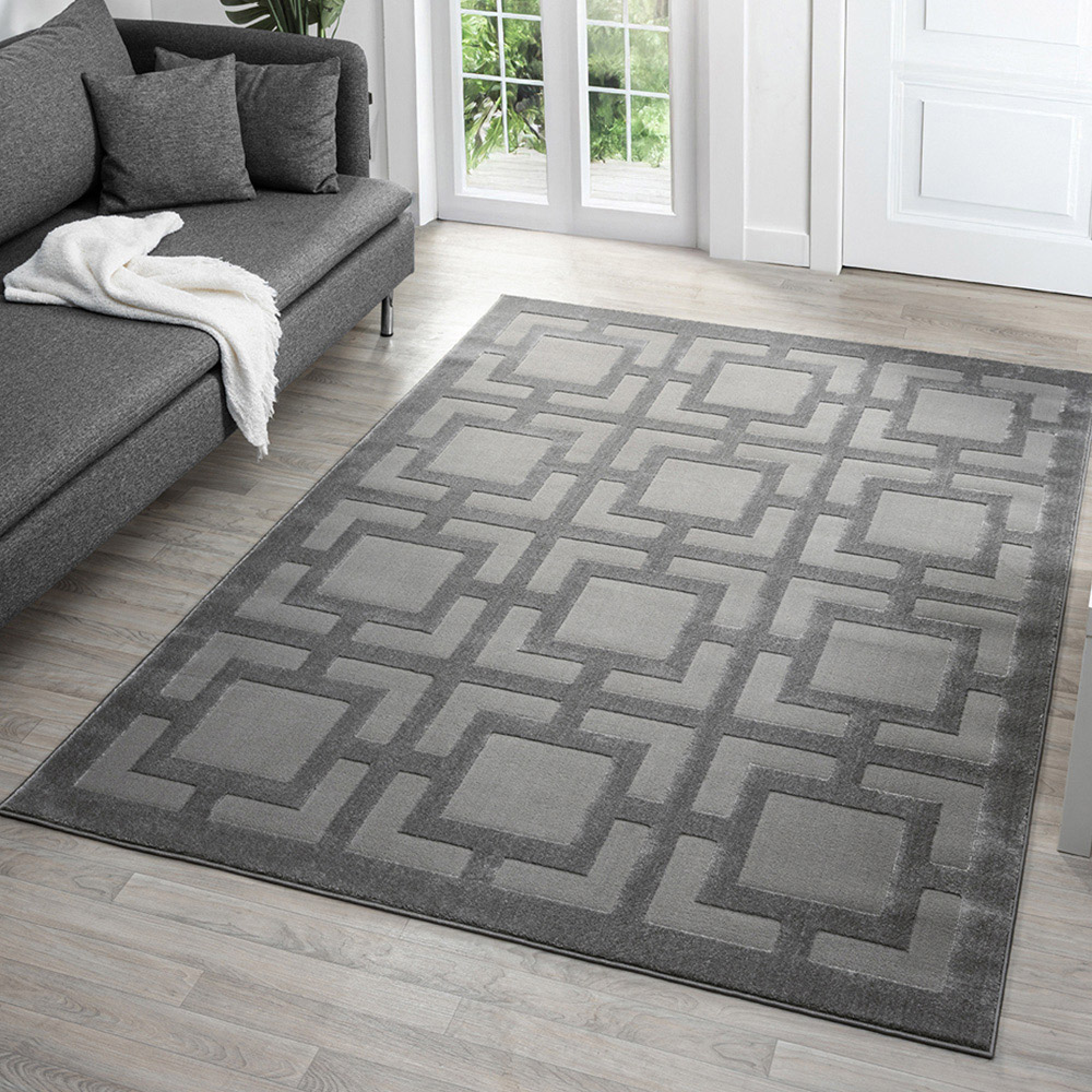 Desire Rugs Vellure Grey Metallic Sheen Maze Design Rug 160 x 230cm Image 5
