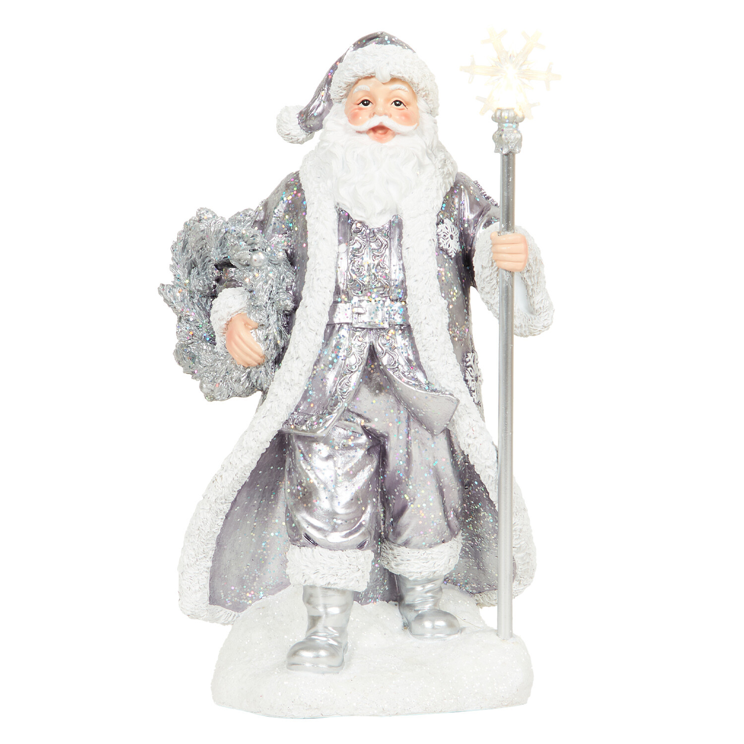 LED Glitter Santa Silver - Silver Image 2