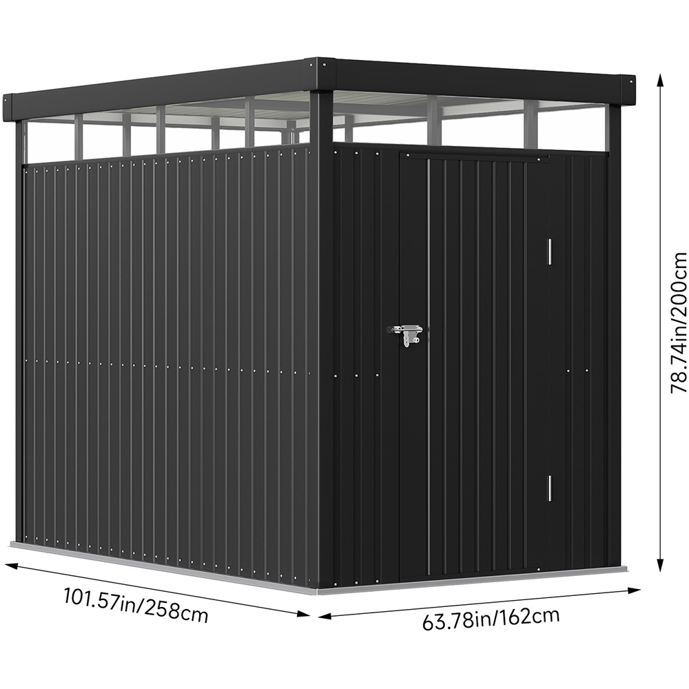 Living and Home 5.3 x 8.5ft Metal Garden Storage Shed with Transparent Windows Image 8