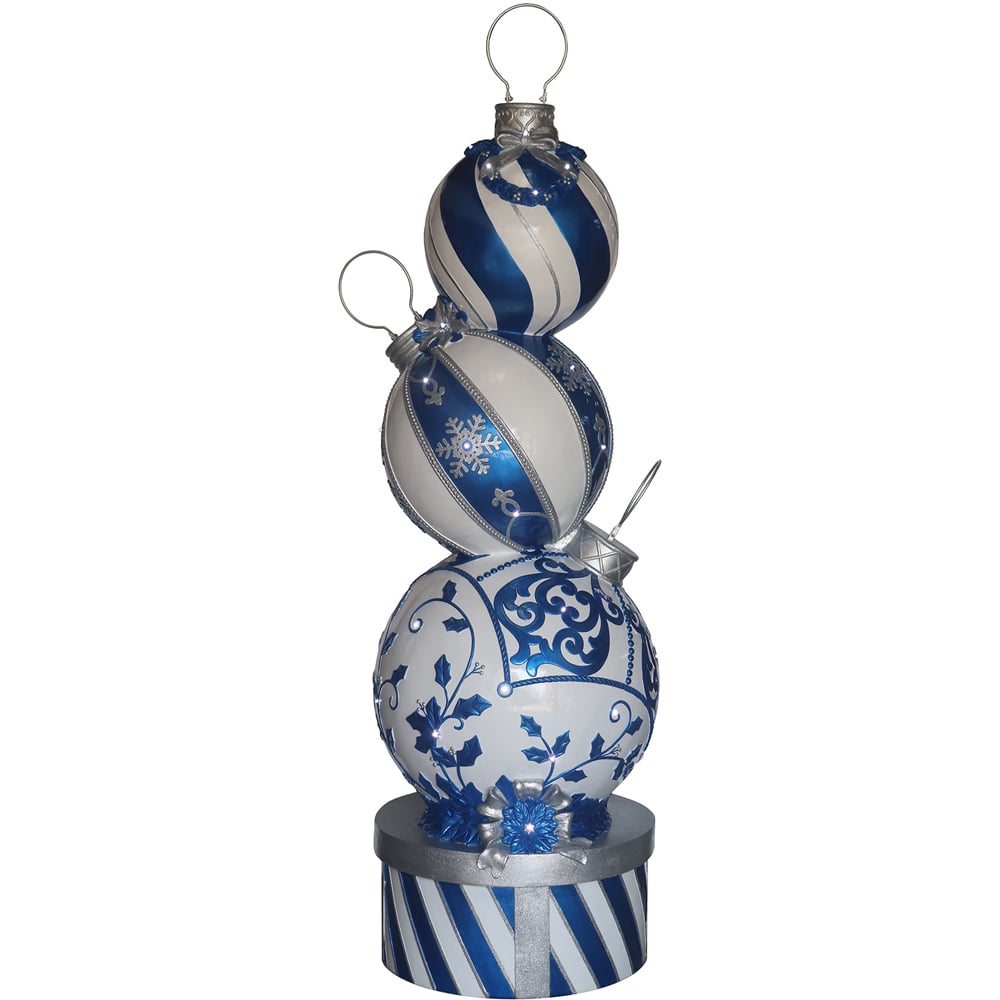 The Christmas Centre Blue and White LED Bauble Stack Decoration 150cm Image 5