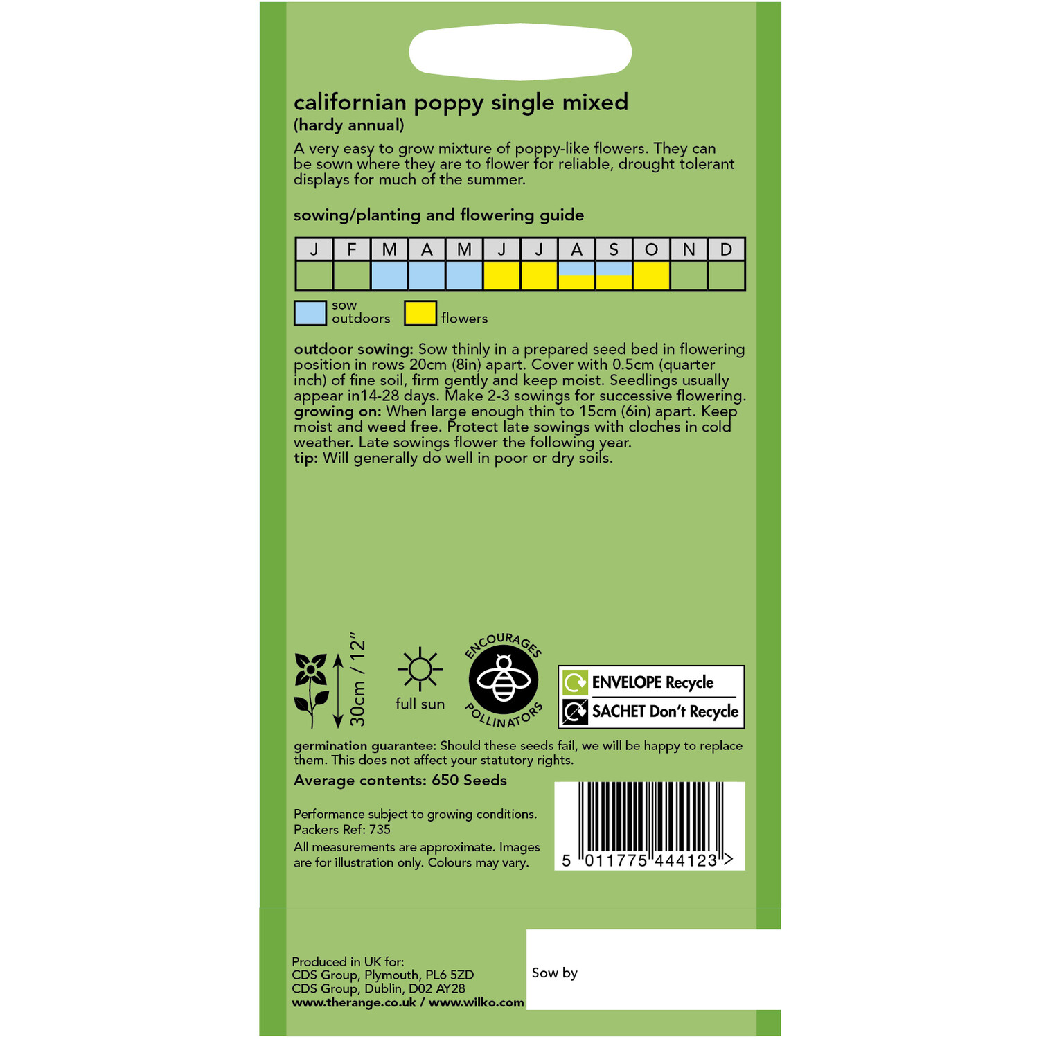 Wilko Californian Poppy Single Mixed Seeds Image 2