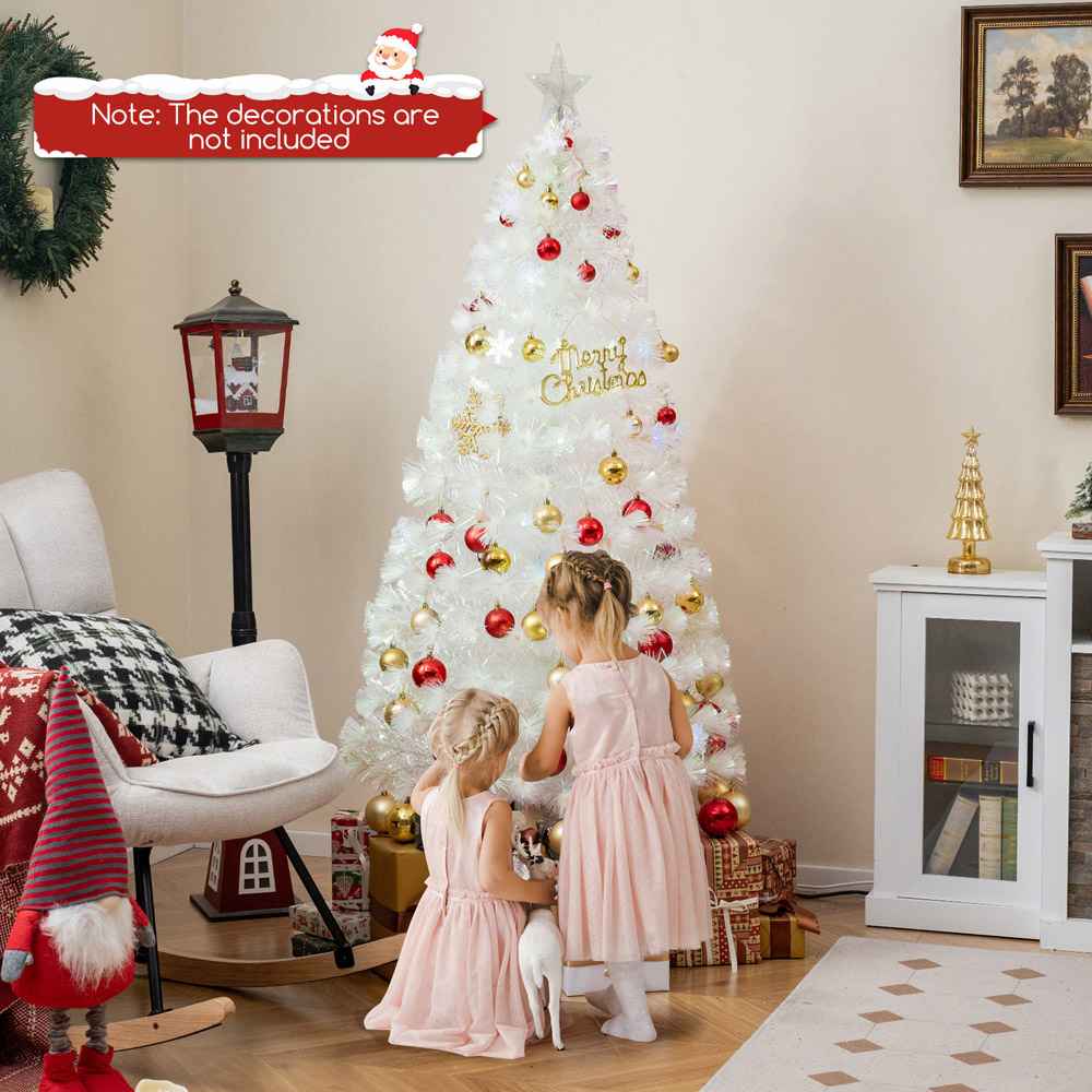 Costway 36 Multicolour LED White Fibre Optic Pre-Lit Artificial Christmas Tree 6ft Image 3