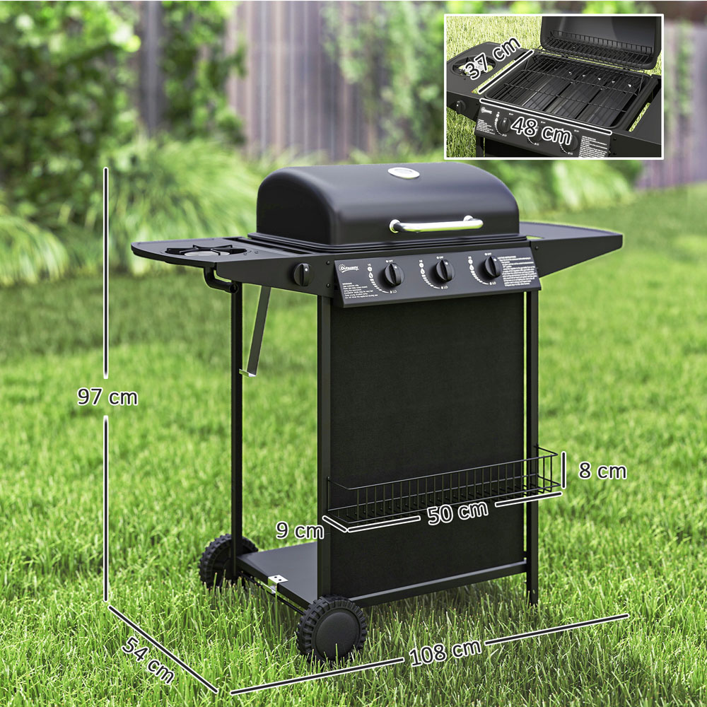 Outsunny Black 4 Burner Gas Barbecue Gas Grill with Lid Image 9