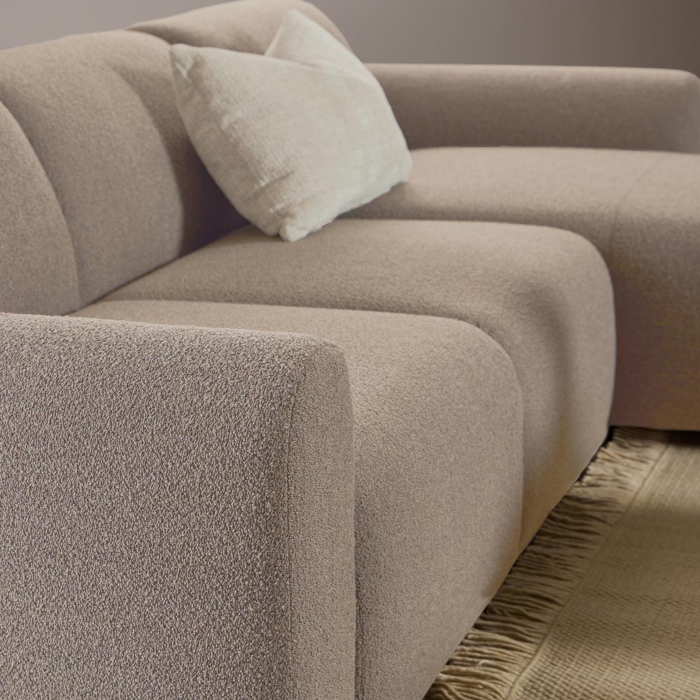 Florence Midfield 2 Seater Boucle Beige Fabric Right Hand Facing Chaise Longue Image 5