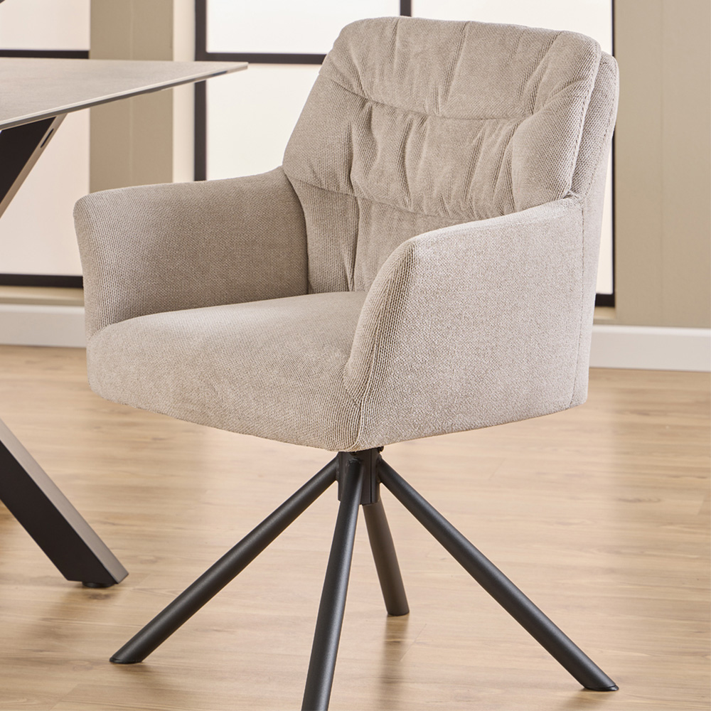 Florence Alonso Cream Swivel Dining Chair with Armrest Set of 2 Image 1