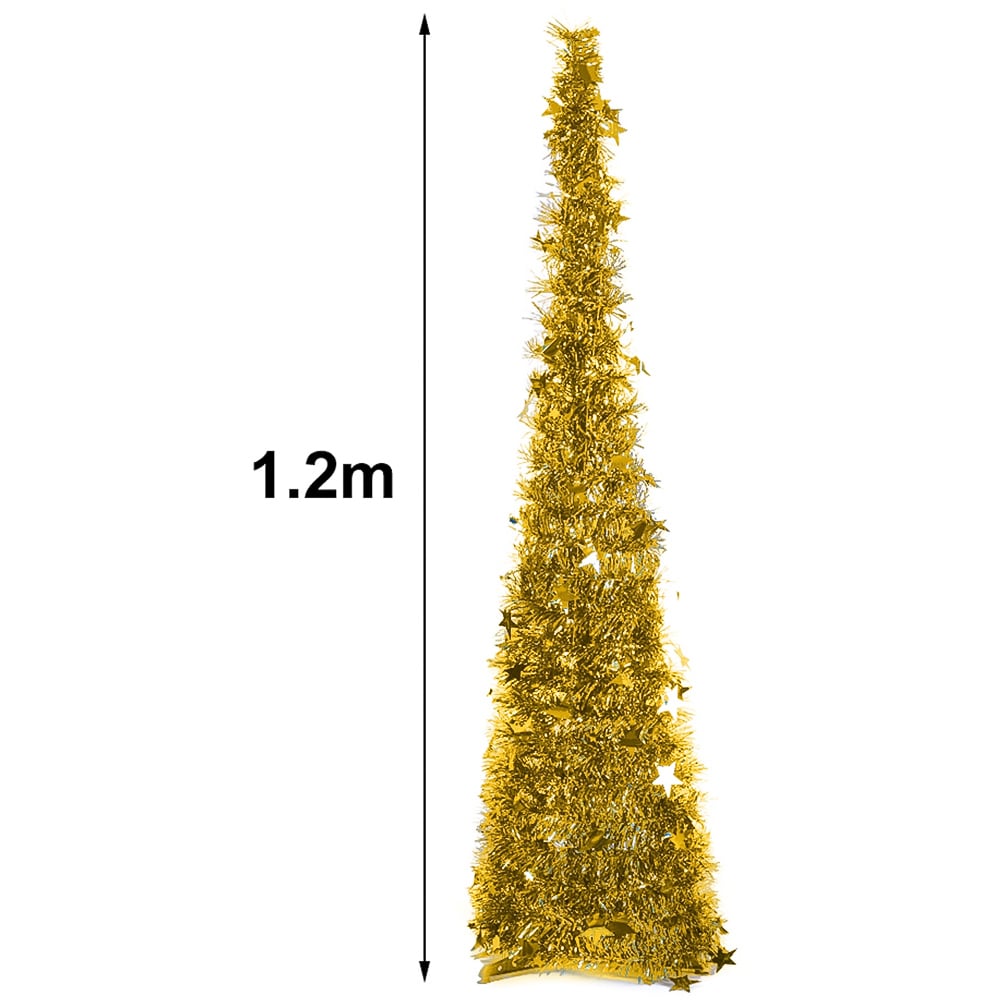 Living and Home Gold Pop Up Tinsel Christmas Tree with Base 4ft Image 8