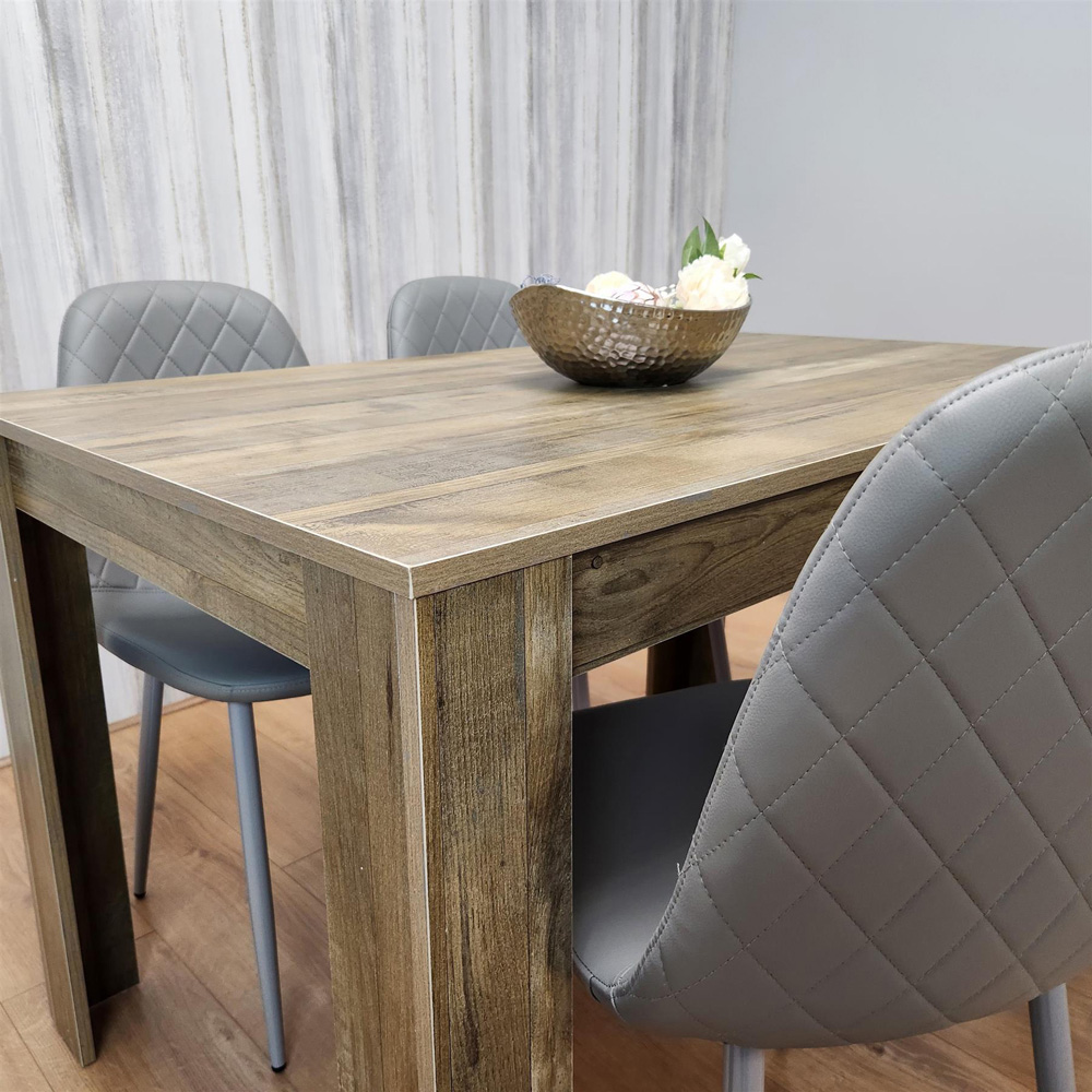 Portland 4 Seater Dining Set Rustic Effect and Grey Gem Image 2
