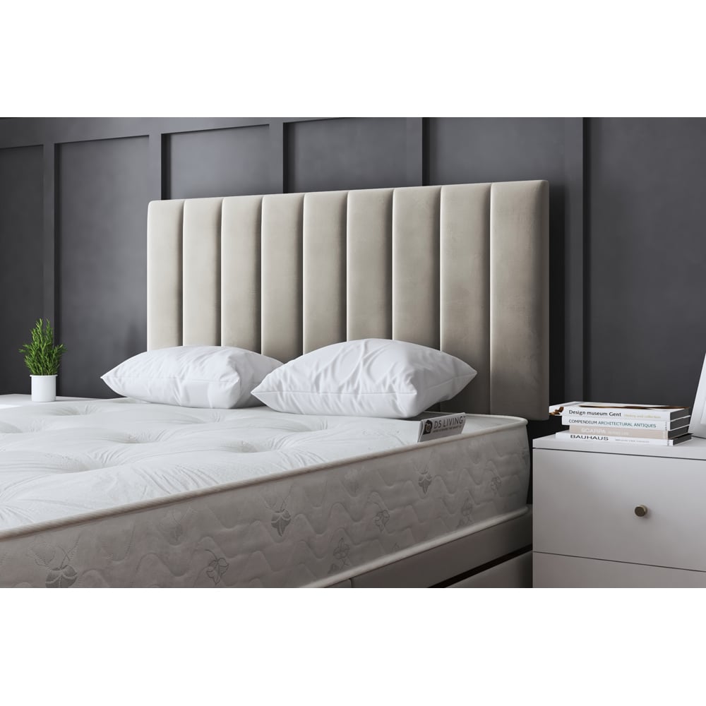 DS Living Amelia Small Double Beige Upholstered Panel Divan Bed with 2 Drawer Image 3