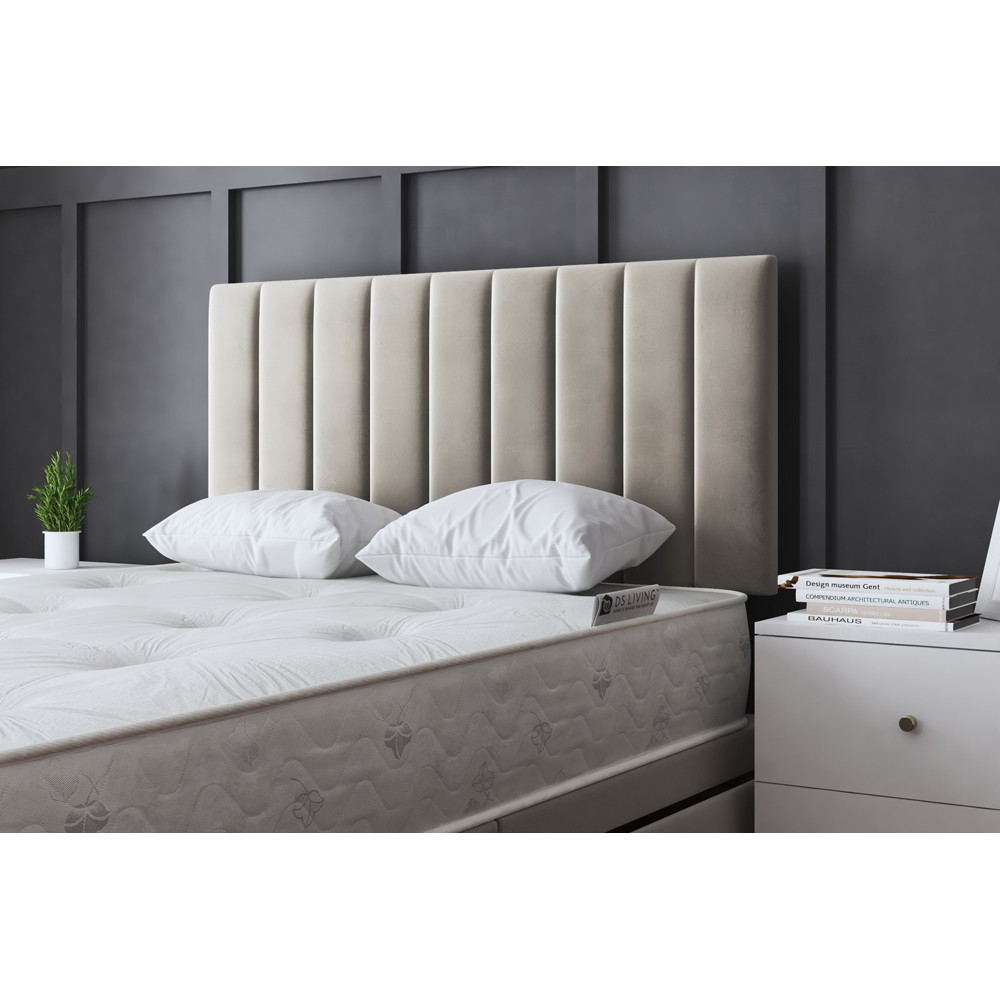 DS Living Amelia Small Single Beige Upholstered Panel Divan Bed with 2 Drawer Image 3