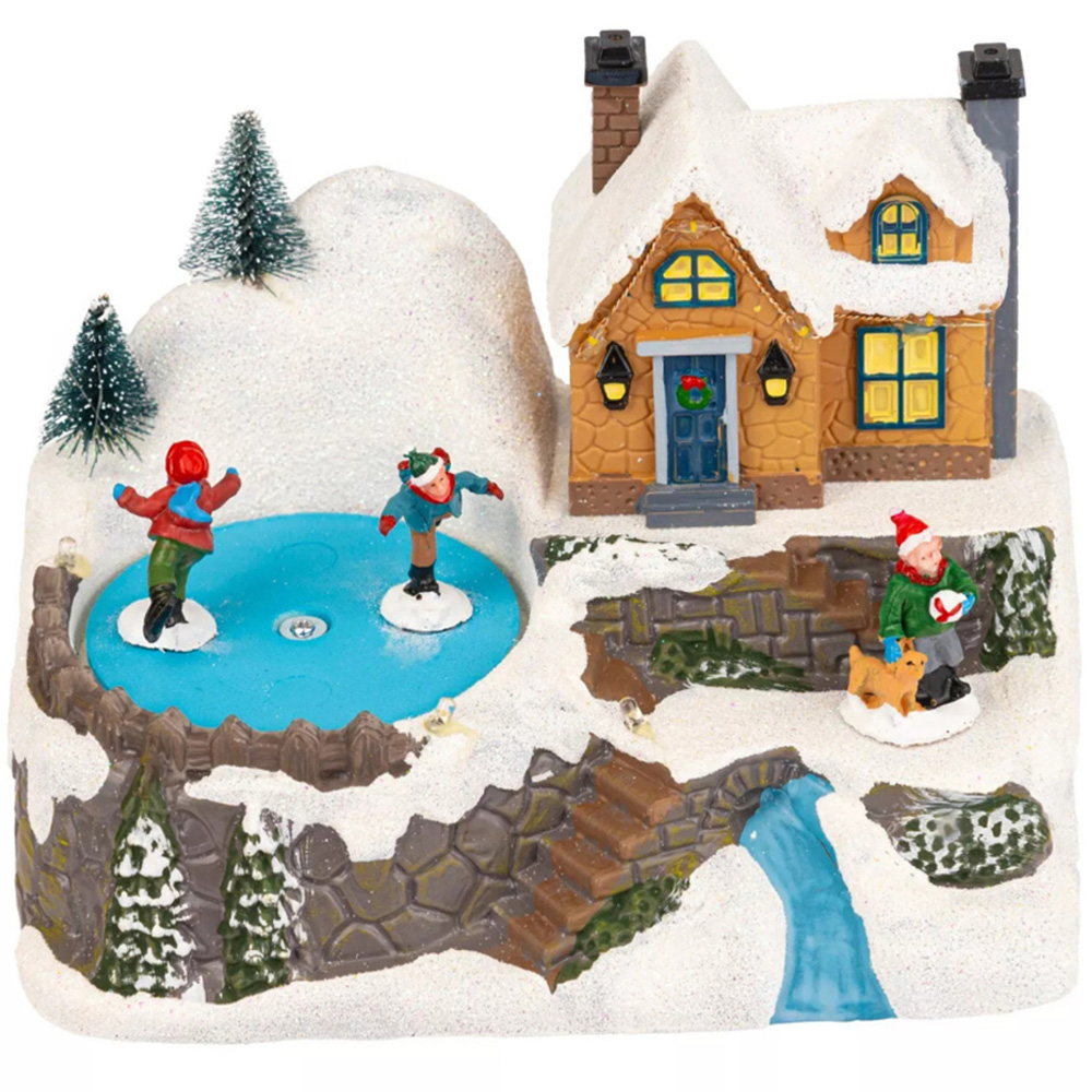 Marco Paul LED Winter Christmas Village Scene Decoration with Ice Rink Image 3