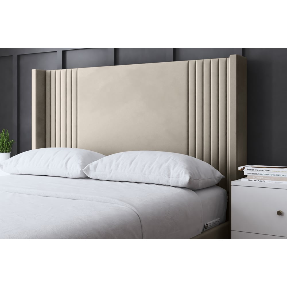 DS Living Elara King Size Cream Winged Panel Ottoman Bed with Headboard Image 3