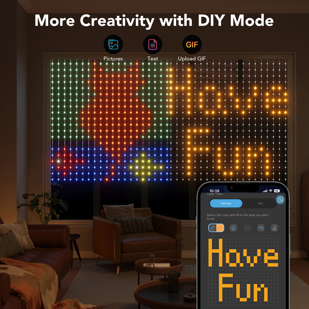 Govee Netflix Version 400 RGBIC Teardrop LED Smart Curtain Light 1.5 x 1.5m Image 3