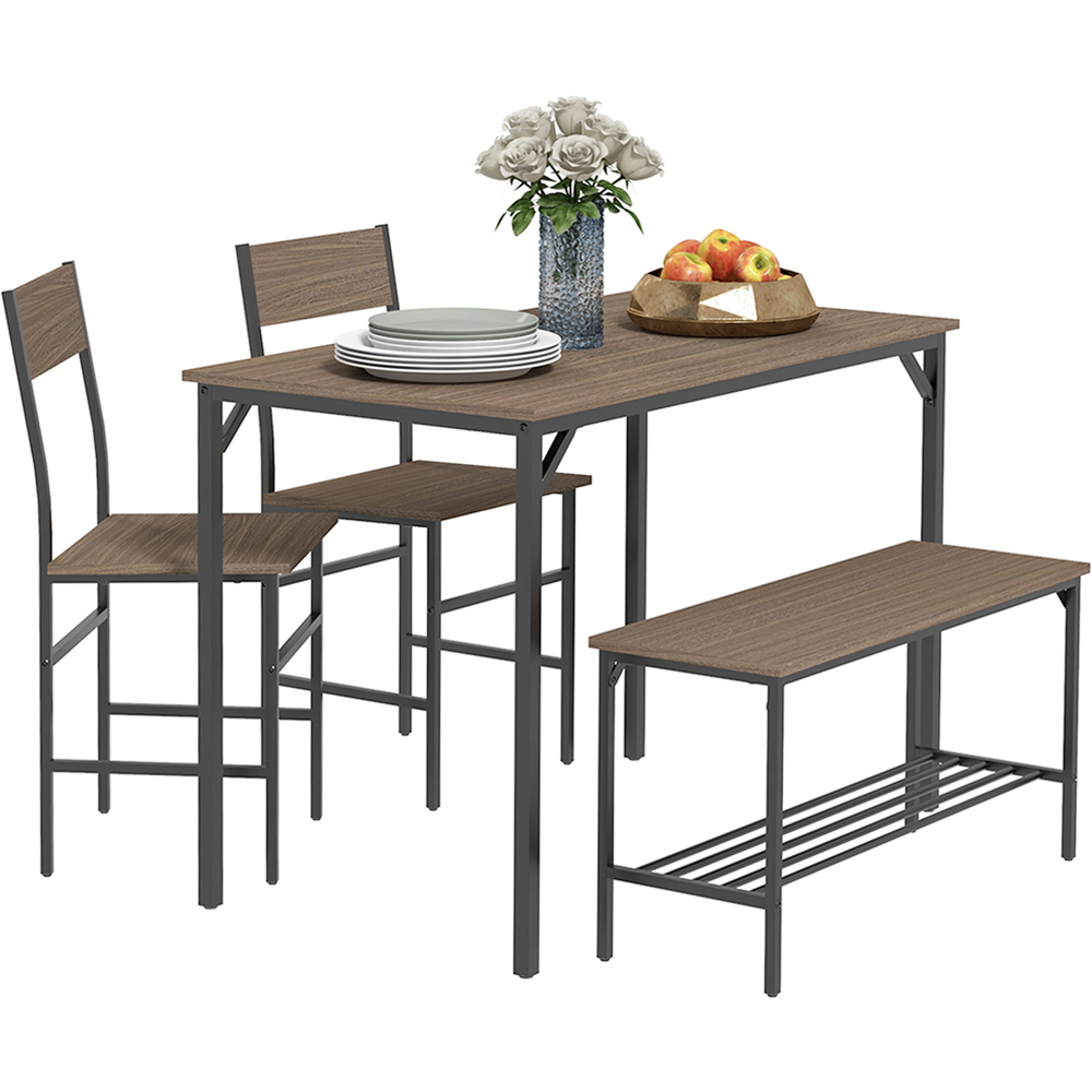 Portland 4 Seater Dining Set with Bench Grey Image 2