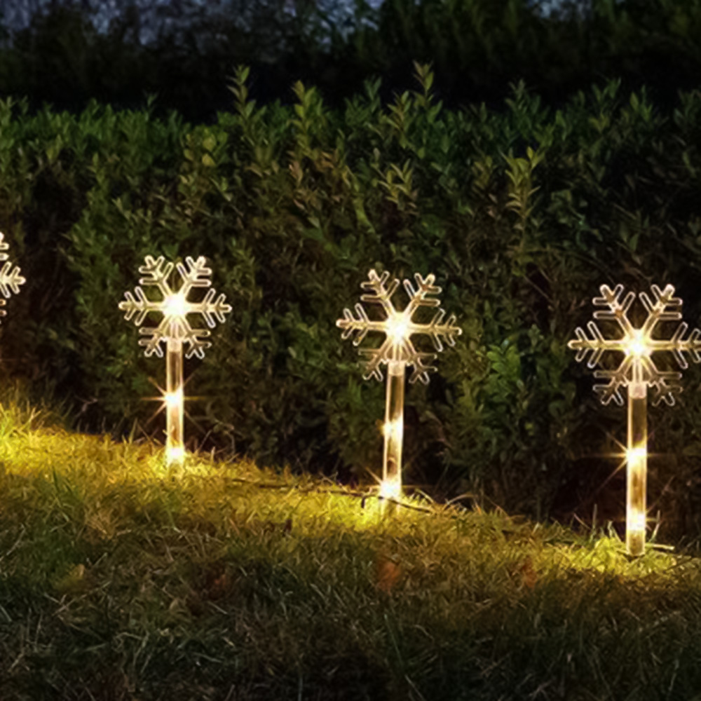 Marco Paul Warm White LED Snow Decor Stakes 8 Pack Image 1