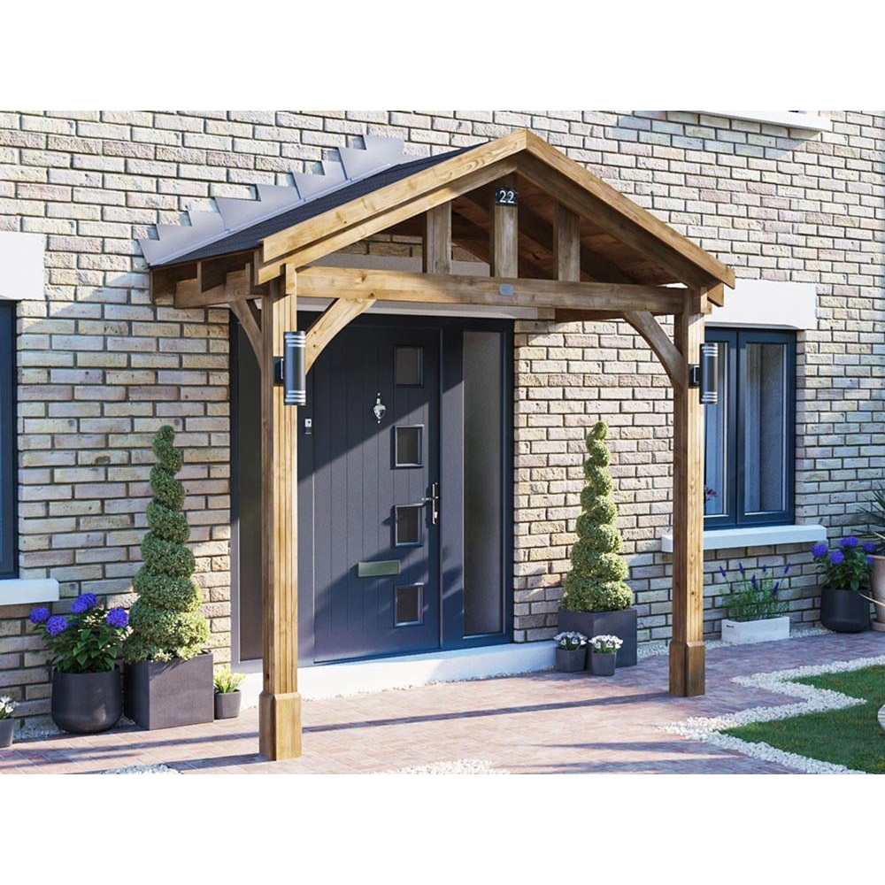 Dunster House Thunderdam 3 x 1.5m Brown Full-Height Porch Canopy with Black Shingle and 2 Posts Image 4