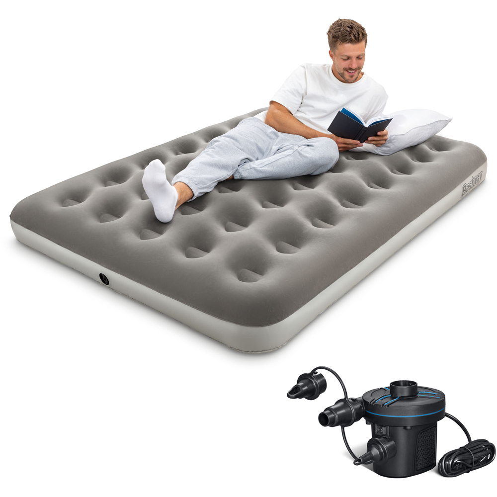 Bestway Double Flocked Inflatable Airbed with Handheld D Cell Battery Pump Image 4