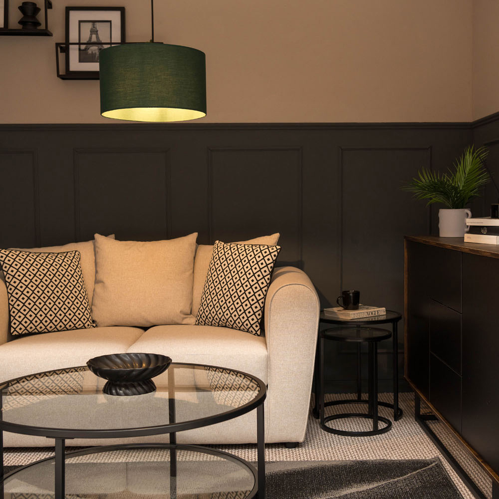 ValueLights Reni Forest Green Ceiling Drum Lamp Shade Medium Image 4