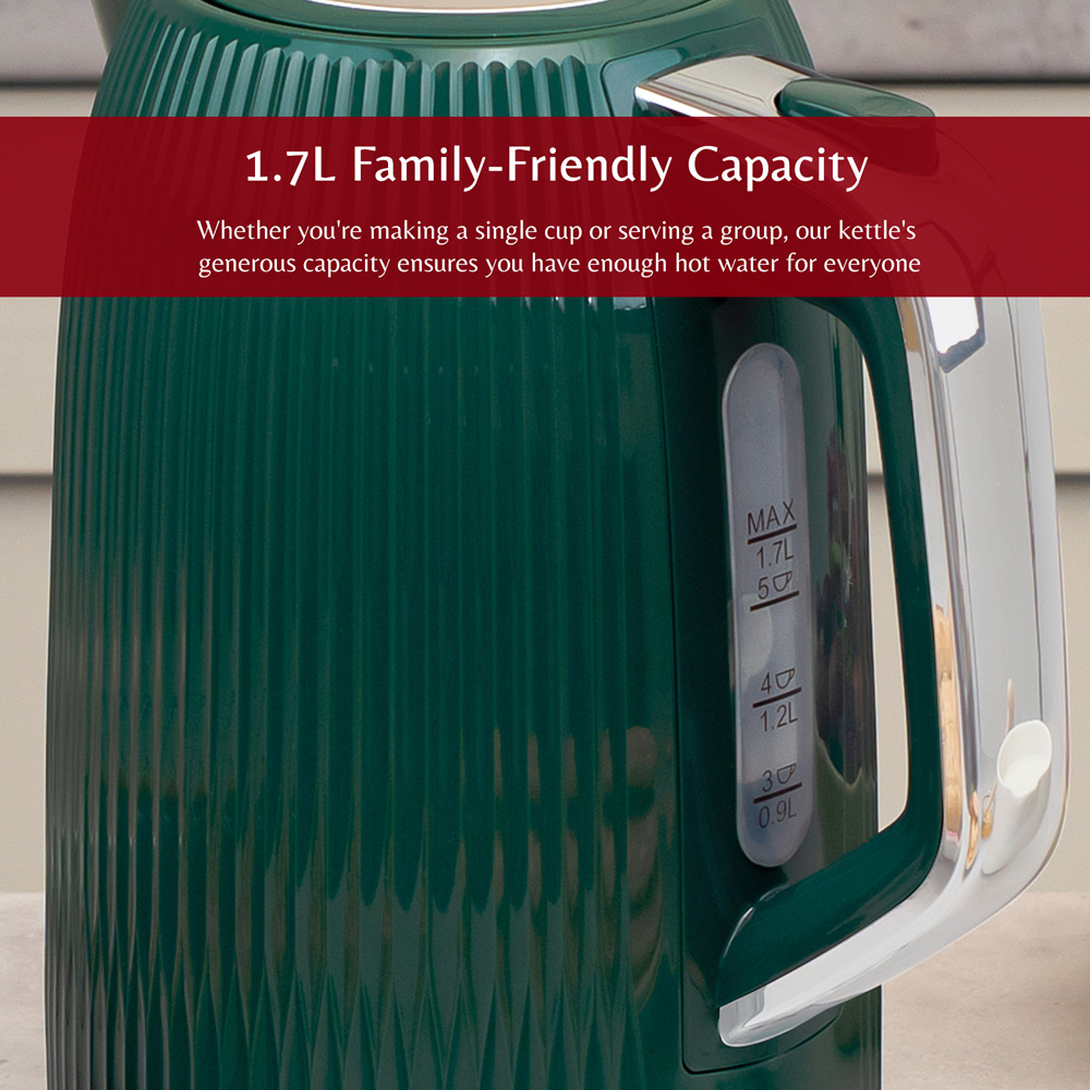 Innoteck Kitchen Pro Green 1.7L Cordless Ridged Electric Kettle 3000W Image 5