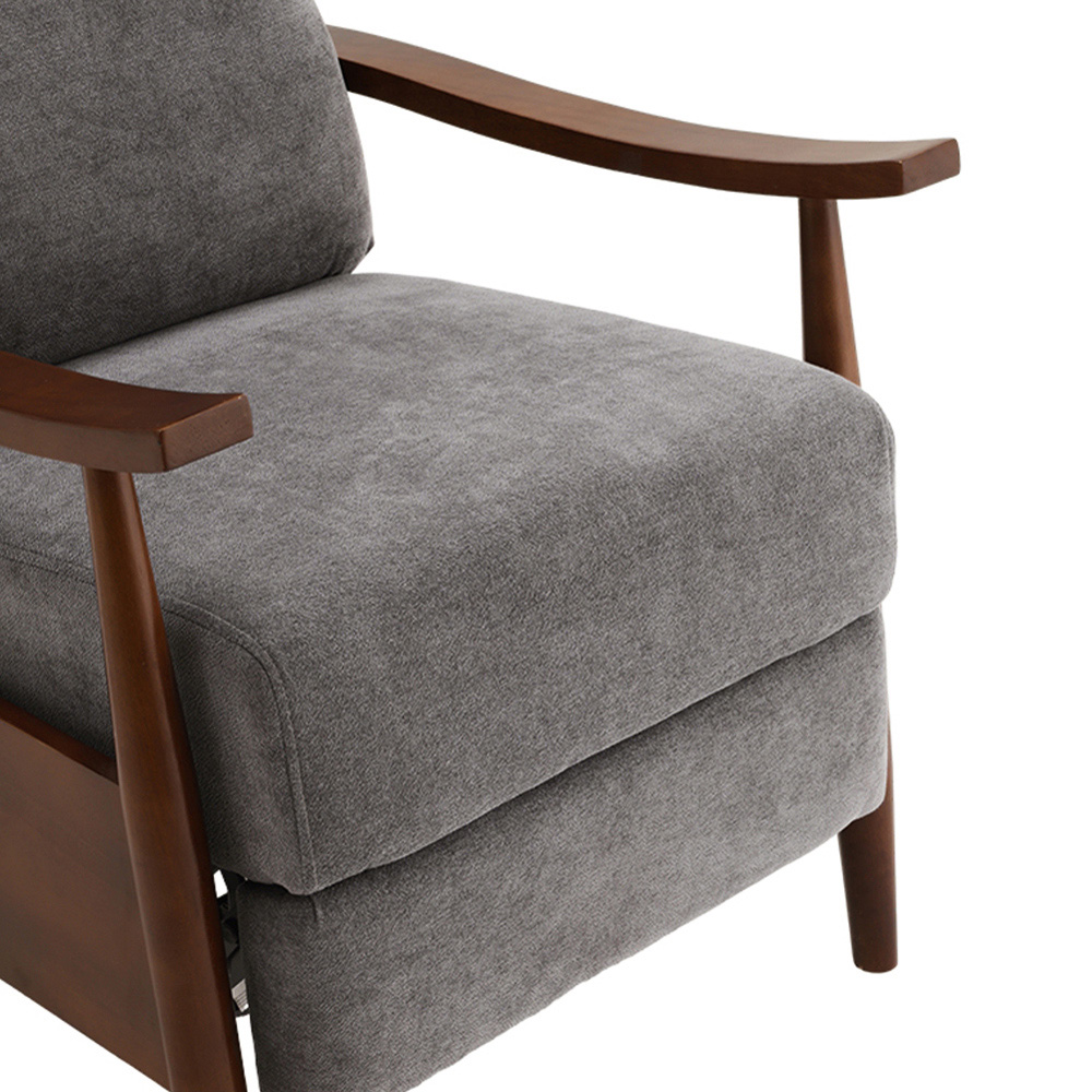 Living and Home Grey Manual Recliner Armchair with Adjustable Footrest Image 5