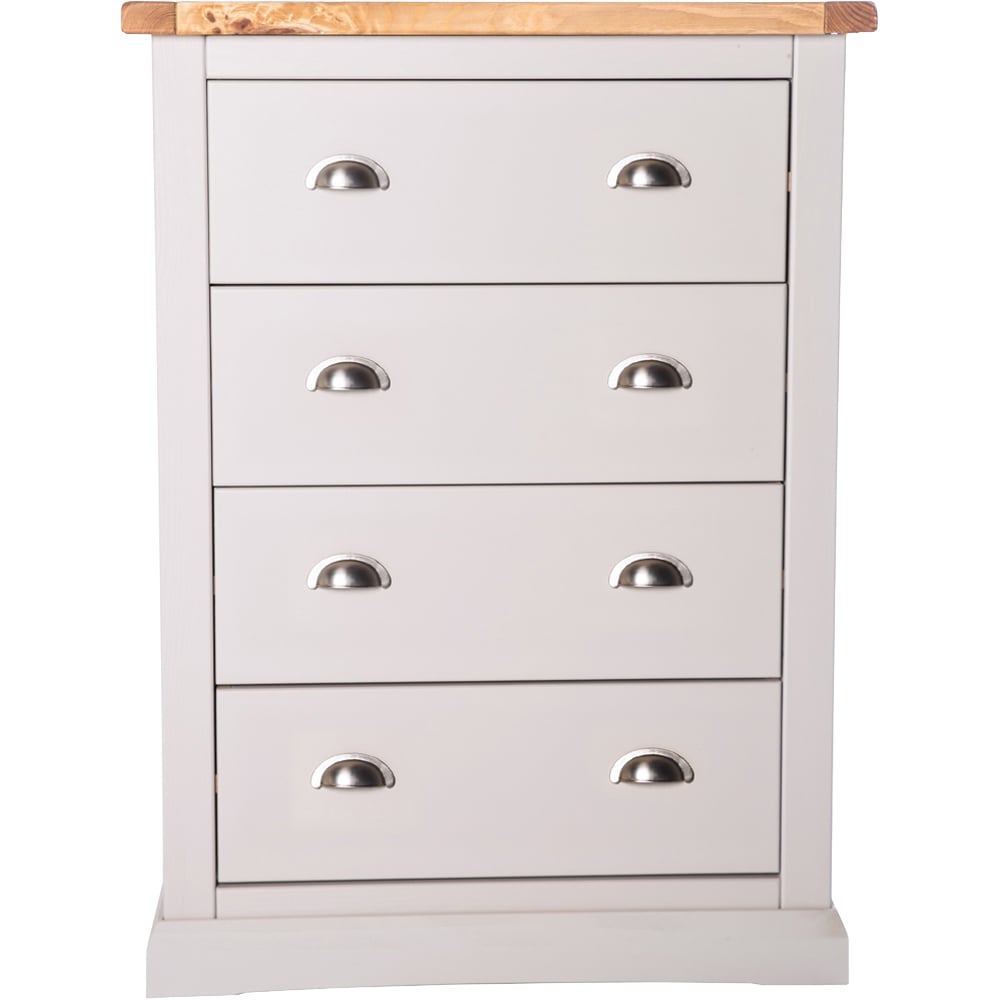 Cabinet Bits Loreo 4 Drawer Light Grey Chrome Cup Handle Chest of Drawers Image 2