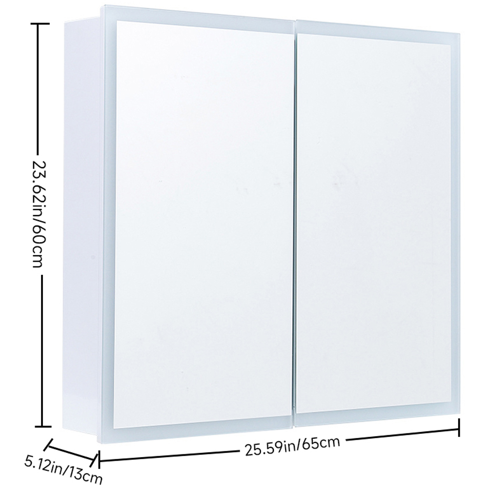 Living and Home 2 Door White Wall-Mounted LED Mirror Bathroom Cabinet Image 9
