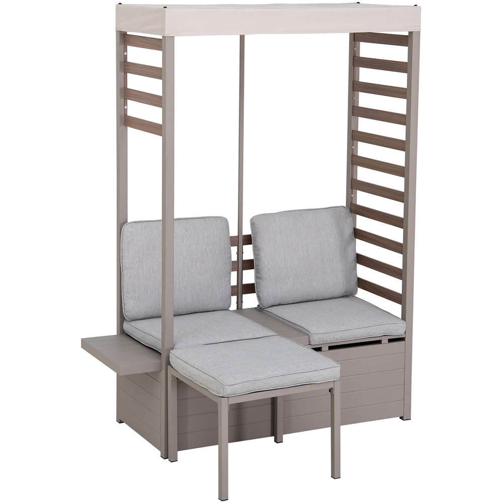 Sunjoy 2 Seater Under storage Patio Loveseat with Footstool and Canopy Image 2