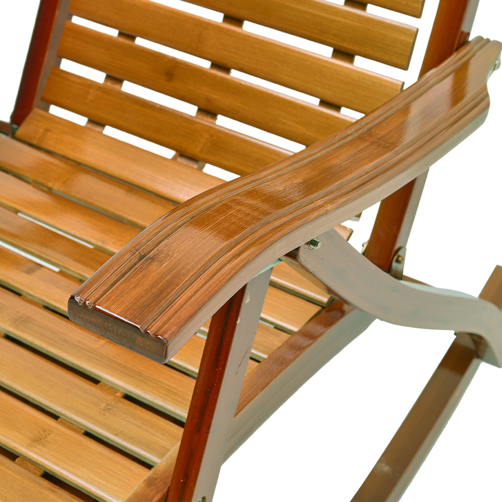 Living and Home Bamboo Foldable Rocking Chair Recliner Image 3