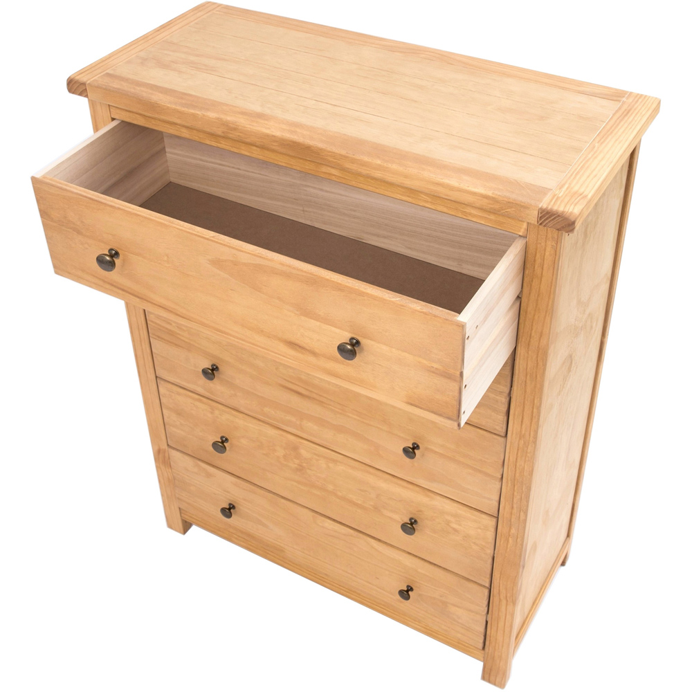 Cabinet Bits Lugo 5 Drawer Brown Brass Knob Chest of Drawers Image 5