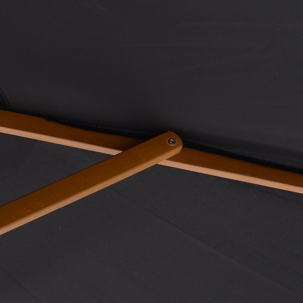 Outsunny Black Wooden Umbrella Parasol 2.5m Image 3