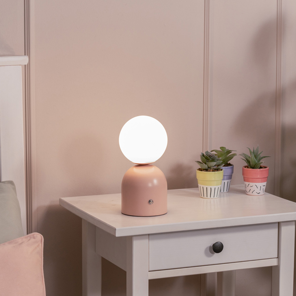 ValueLights Marlow Pink Rechargeable LED Portable Table Lamp Image 2