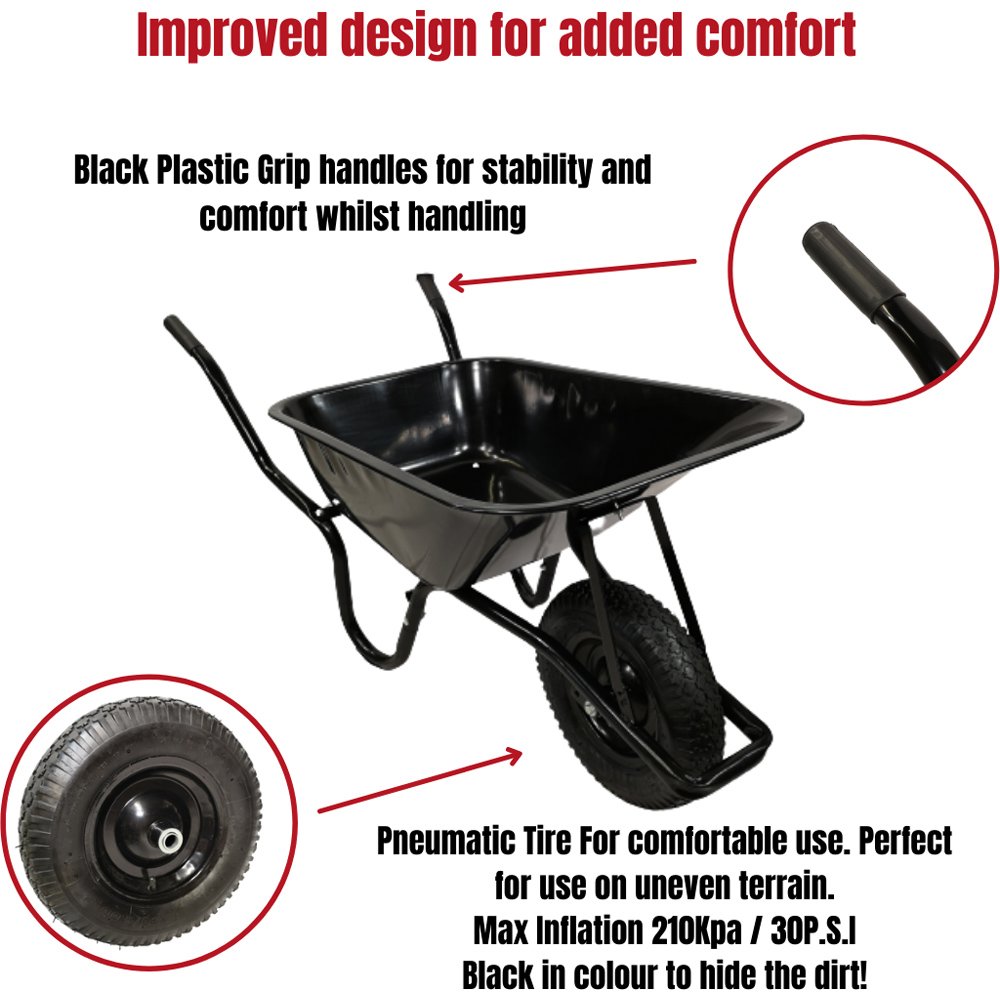 Samuel Alexander Black Galvanised Metal Garden Wheelbarrow 150kg Image 5