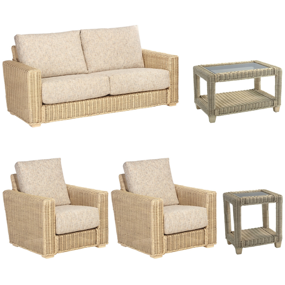 Desser Furniture Burford 5 Seater Natural Rattan Sofa Set Image 2