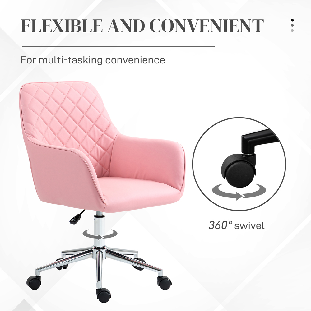 Portland Pink Leather-Feel Fabric Swivel Office Chair with Armrests Image 6