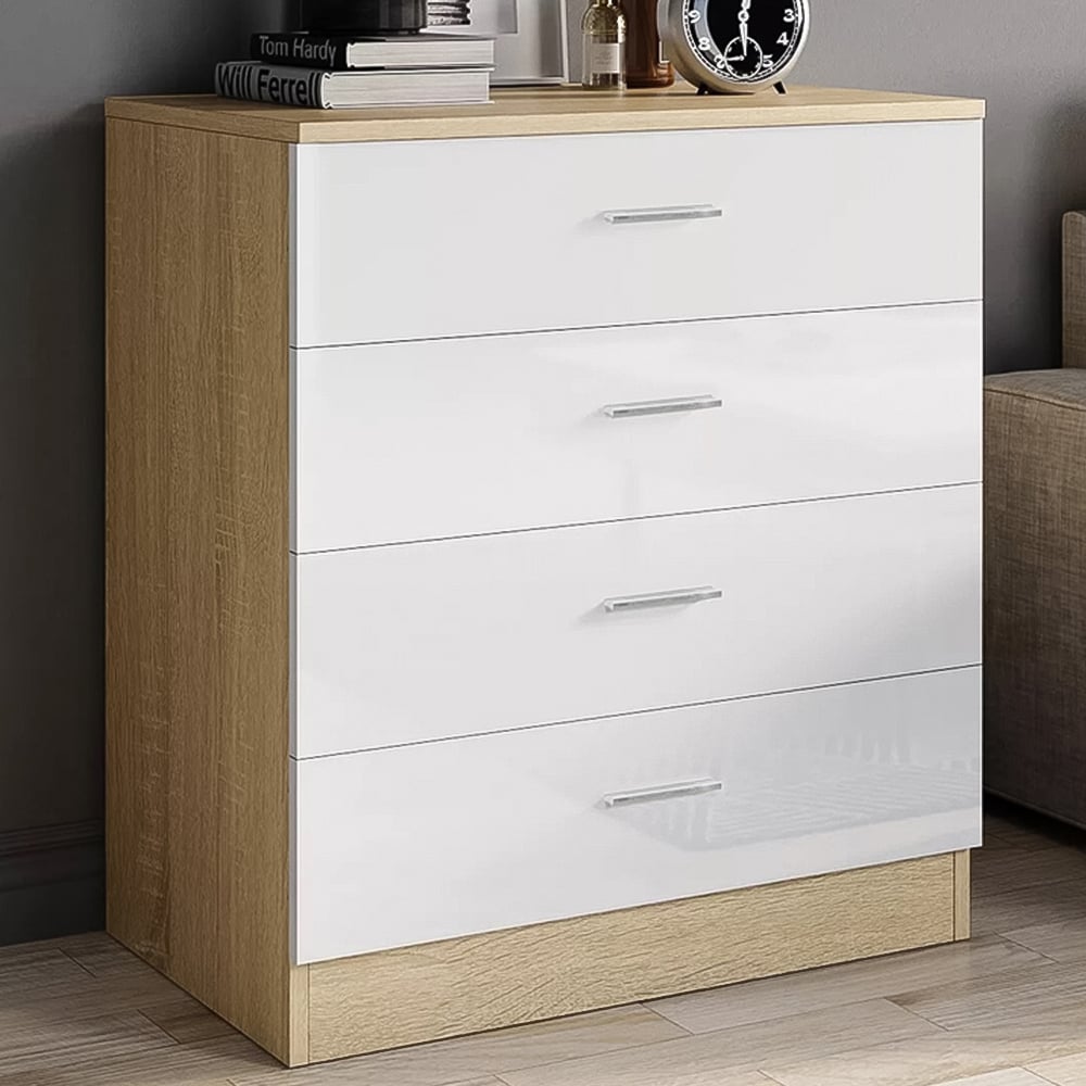 Brooklyn 4 Drawer White High Gloss Chest of Drawers Image 1
