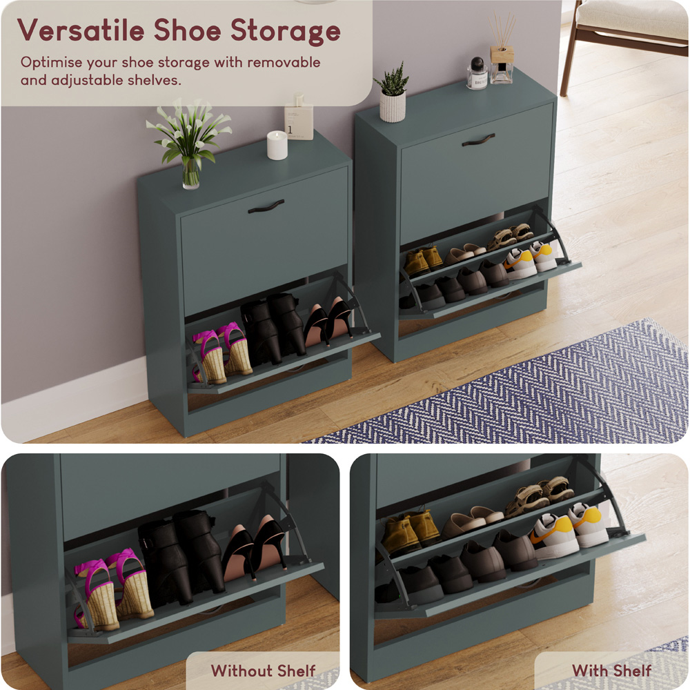 Vida Designs 2 Drawer Green Shoe Cabinet Image 5