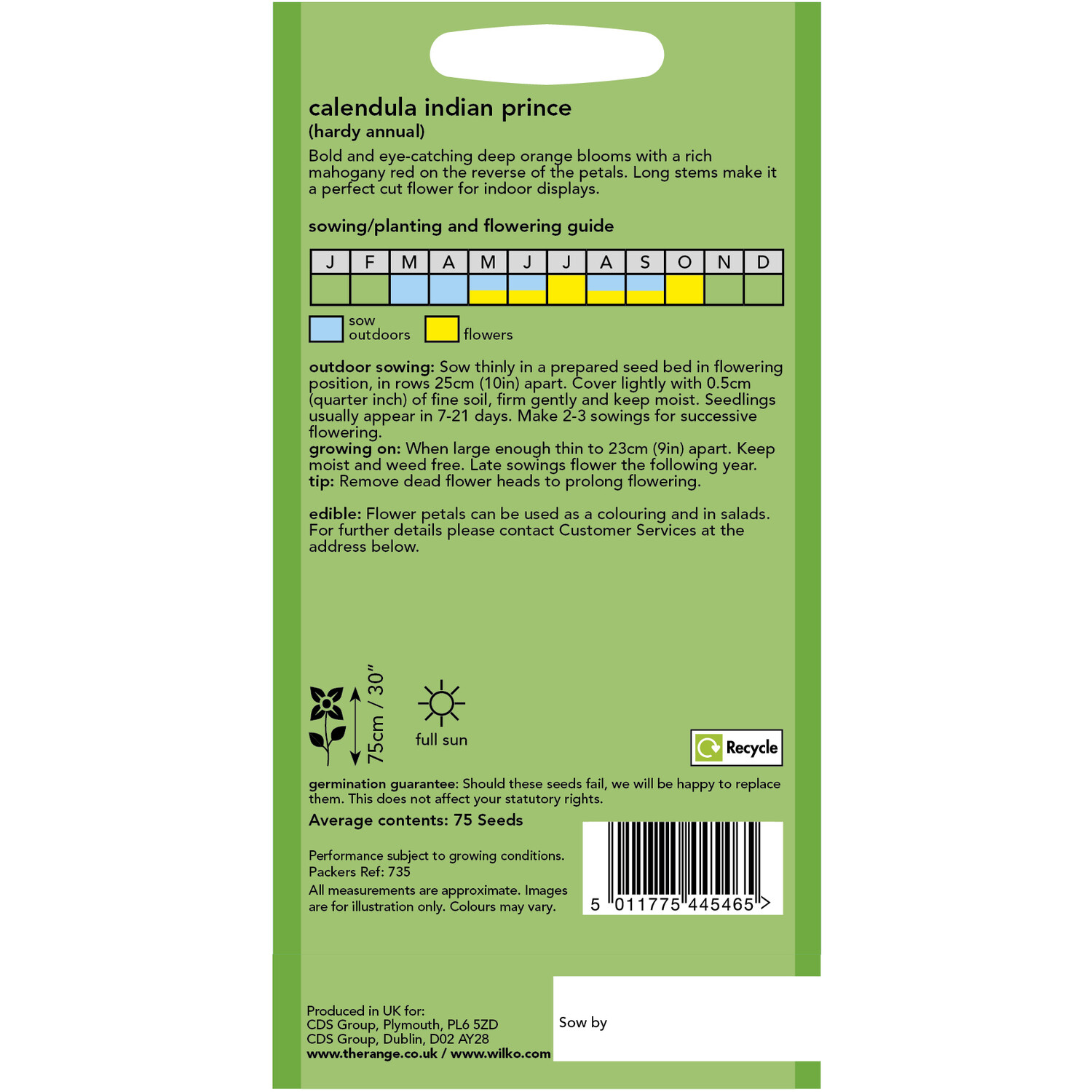 Wilko Calendula Indian Prince Seeds Image 2