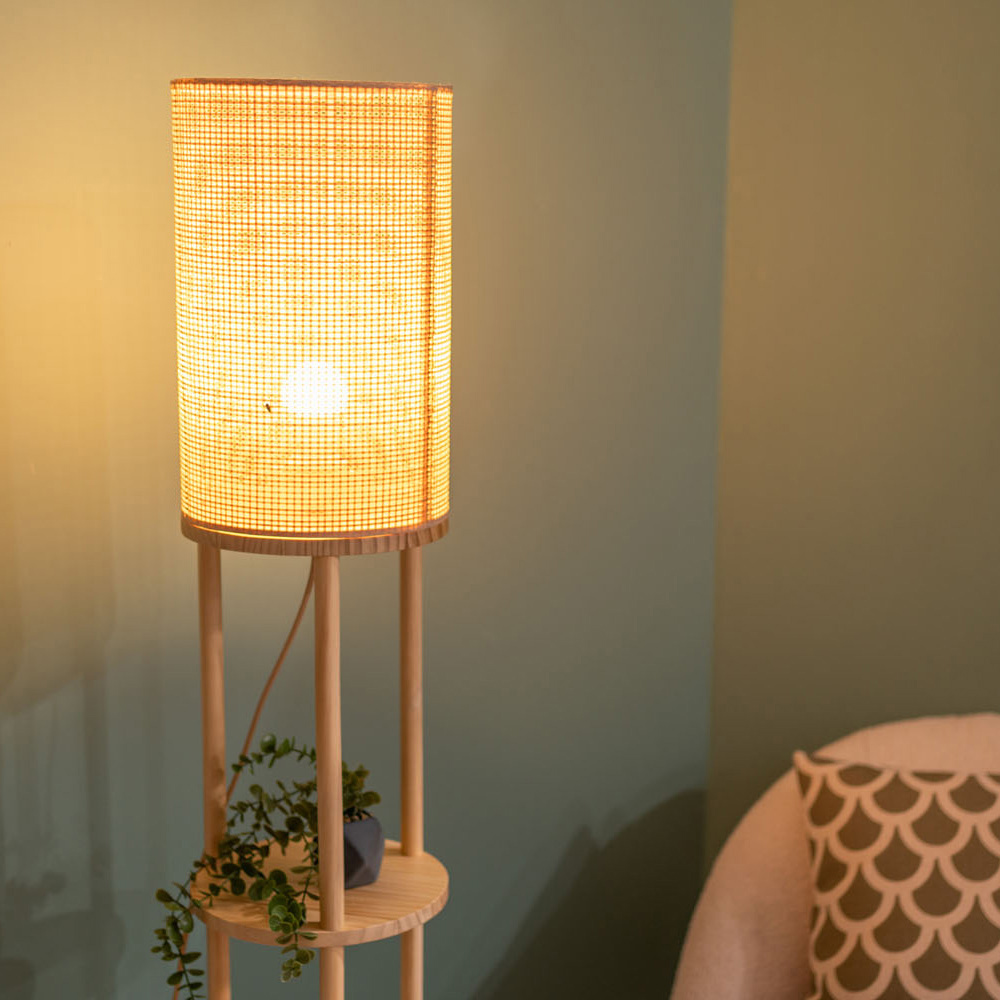ValueLights Elsa Wooden 3 Shelf LED Floor Lamp Image 3