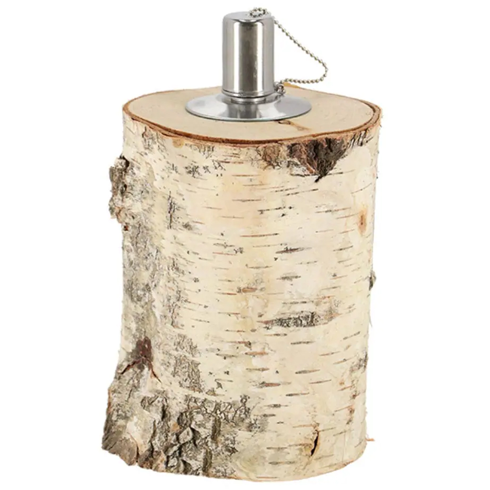 Fallen Fruits Grey Decorative Birch Log Table Oil Lamp Image 1
