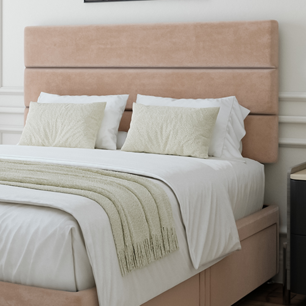 Bedmaster King Size Mink Naples Velvet 4 Drawer Divan Base with Milan Headboard Image 2