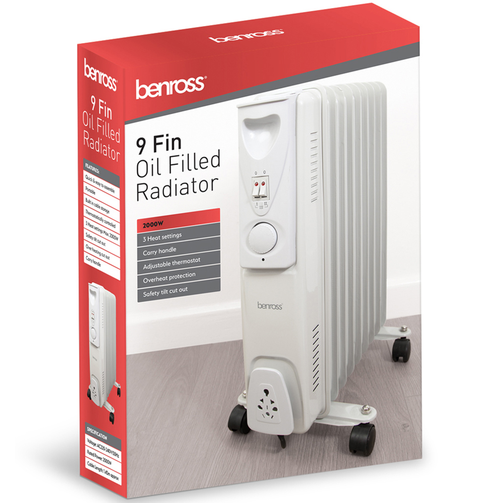 Benross 9 Fin White Oil Filled Radiator 2000W Image 5