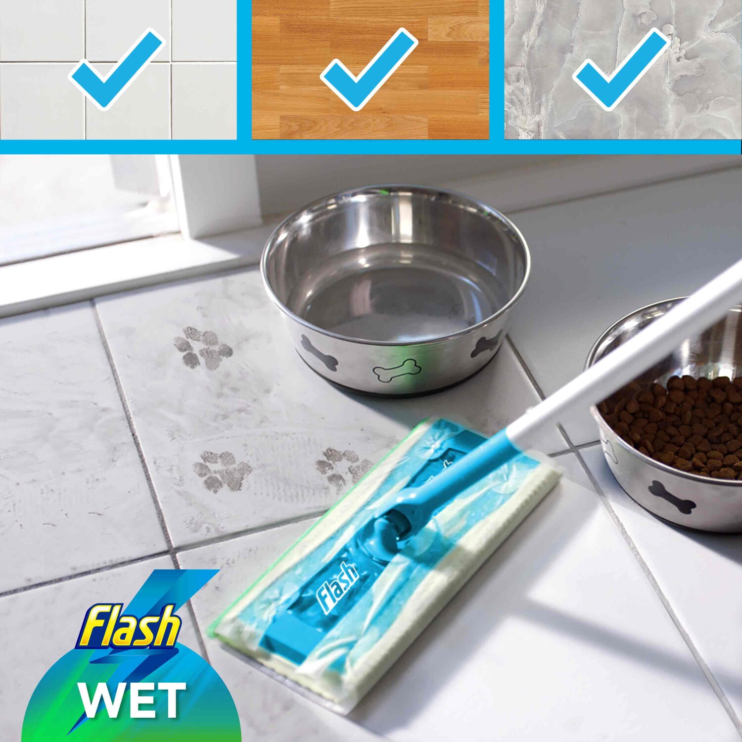 Pack of 10 Flash Anti Bacterial Speedmop Refills - Blue Image 2