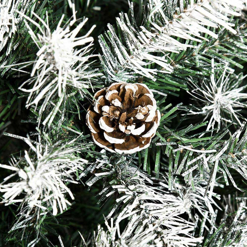 Everglow Automatic Open Green Snow Flocked Artificial Christmas Tree with Pine Cones 6ft Image 3