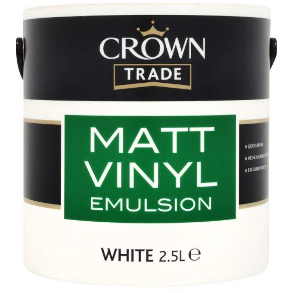 Crown Trade White Vinyl Matt Emulsion Paint 2.5L Image 2