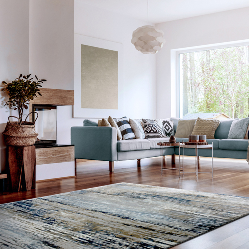 Esselle Home Solar Neptune Natural and Blue Rug 200 x 290cm Image 2